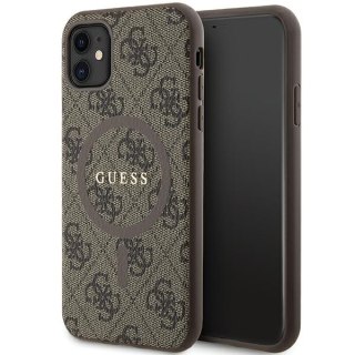 Etui iPhone 11 / XR Guess 4G Collection Leather Metal Logo MagSafe brązowe