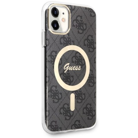 Etui na telefon iPhone 11 Guess 4G MagSafe czarne - styl i ochrona