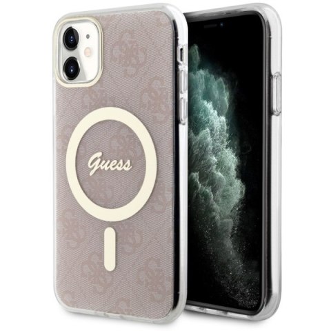 Etui na telefon iPhone 11 Guess 4G MagSafe różowe - styl i ochrona