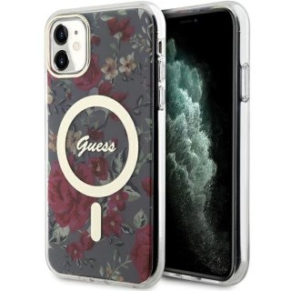 Etui iPhone 11 / XR Guess Flower MagSafe zielone