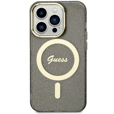 Etui na telefon iPhone 11/XR Guess Glitter Gold MagSafe czarne