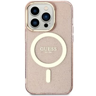 Etui iPhone 11 / XR Guess Glitter Gold MagSafe różowe