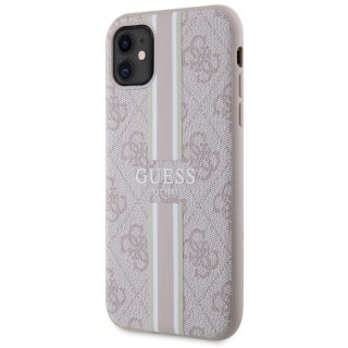 Etui na telefon iPhone 11/XR Guess 4G MagSafe różowe paski