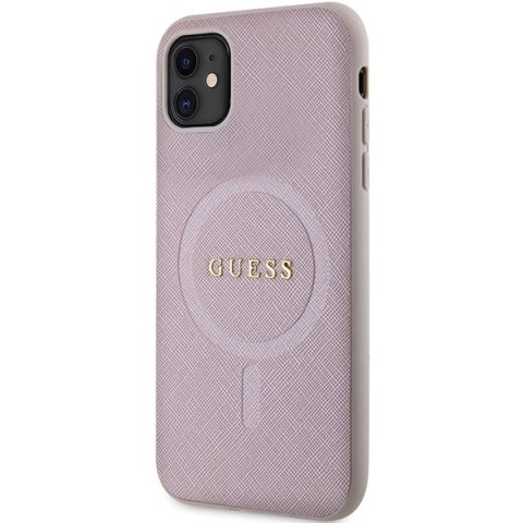 Etui iPhone 11 / XR Guess Saffiano MagSafe różowe