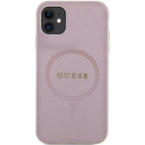 Etui iPhone 11 / XR Guess Saffiano MagSafe różowe