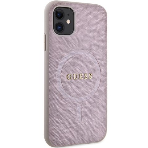 Etui iPhone 11 / XR Guess Saffiano MagSafe różowe