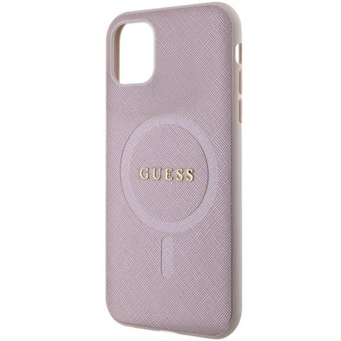 Etui iPhone 11 / XR Guess Saffiano MagSafe różowe