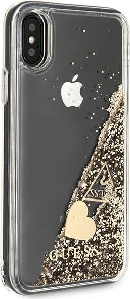 Etui iPhone XS / X Guess Glitter Charms złote