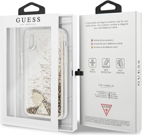 Etui iPhone XS / X Guess Glitter Charms złote