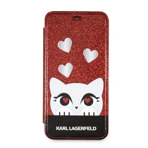 Etui iPhone XS / X Karl Lagerfeld bookcase czerwone Valentine