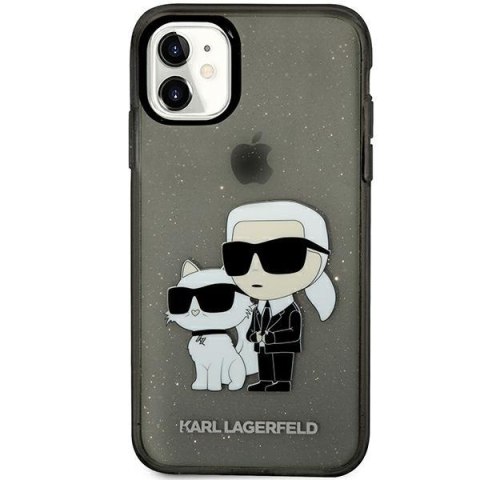 Etui iPhone 11 / XR Karl Lagerfeld czarne Glitter Karl&Choupette