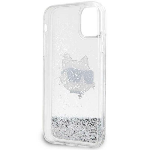 Etui na telefon iPhone 11/XR Karl Lagerfeld Choupette srebrne Glitter