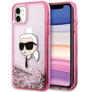 Etui na telefon iPhone 11/XR Karl Lagerfeld różowe Glitter Karl Head