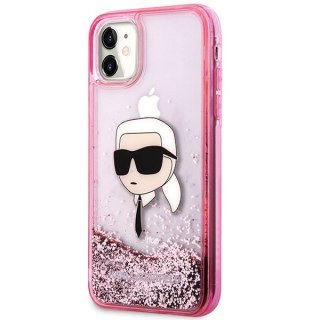 Etui na telefon iPhone 11/XR Karl Lagerfeld różowe Glitter Karl Head