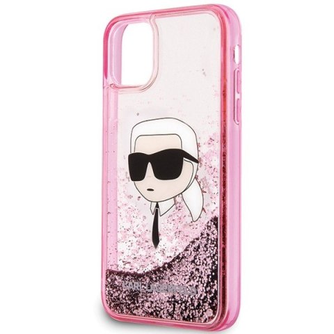 Etui na telefon iPhone 11/XR Karl Lagerfeld różowe Glitter Karl Head