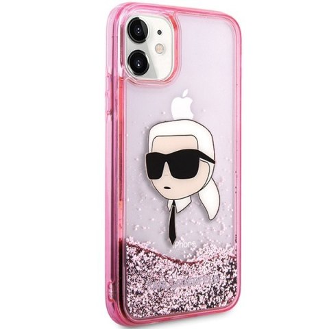 Etui na telefon iPhone 11/XR Karl Lagerfeld różowe Glitter Karl Head