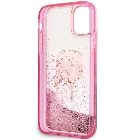 Etui na telefon iPhone 11/XR Karl Lagerfeld różowe Glitter Karl Head