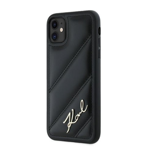 Etui iPhone 11 / XR Karl Lagerfeld czarne Diagonal Quilted Script