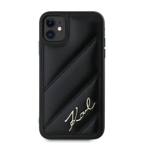 Etui iPhone 11 / XR Karl Lagerfeld czarne Diagonal Quilted Script