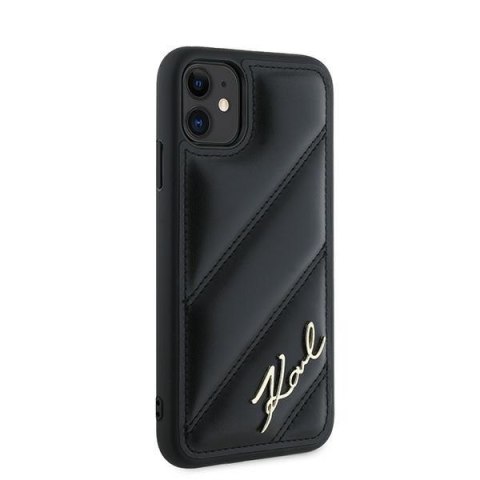 Etui iPhone 11 / XR Karl Lagerfeld czarne Diagonal Quilted Script