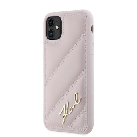 Etui na telefon iPhone 11/XR Karl Lagerfeld różowe Diagonal Quilted