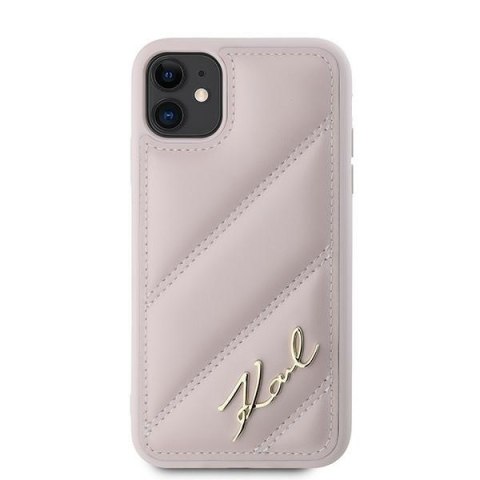 Etui na telefon iPhone 11/XR Karl Lagerfeld różowe Diagonal Quilted