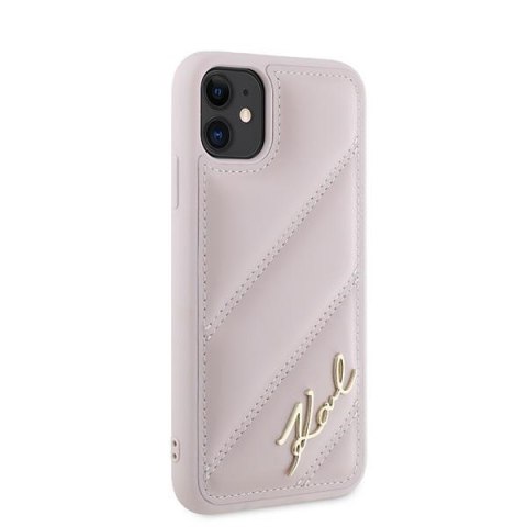 Etui na telefon iPhone 11/XR Karl Lagerfeld różowe Diagonal Quilted