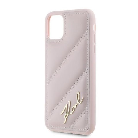 Etui na telefon iPhone 11/XR Karl Lagerfeld różowe Diagonal Quilted