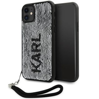 Etui iPhone 11 / XR Karl Lagerfeld srebrne Sequins Cord