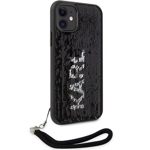 Etui na telefon iPhone 11/XR Karl Lagerfeld srebrne Sequins Cord