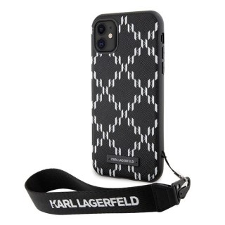 Etui na telefon iPhone 11/XR Karl Lagerfeld Monogram Saffiano czarne