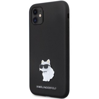 Etui na telefon iPhone 11/XR Karl Lagerfeld czarne silikonowe z metalem