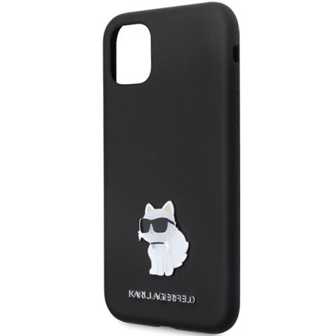 Etui iPhone 11 / XR Karl Lagerfeld czarne Silicone C Metal Pin