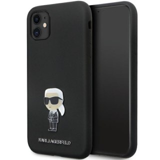 Etui iPhone 11 / XR Karl Lagerfeld czarne Silicone Ikonik Metal Pin