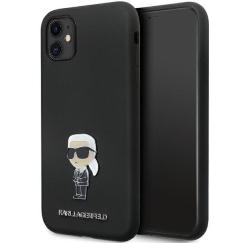 Etui na telefon iPhone 11/XR Karl Lagerfeld czarne Silicone Metal Pin