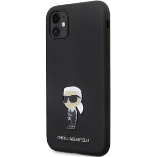 Etui na telefon iPhone 11/XR Karl Lagerfeld czarne Silicone Metal Pin