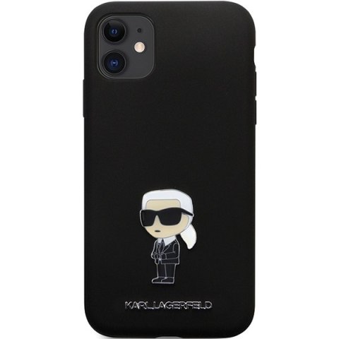 Etui na telefon iPhone 11/XR Karl Lagerfeld czarne Silicone Metal Pin