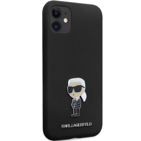 Etui na telefon iPhone 11/XR Karl Lagerfeld czarne Silicone Metal Pin