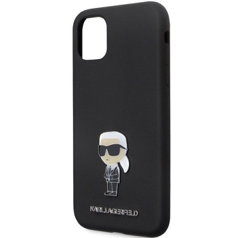 Etui na telefon iPhone 11/XR Karl Lagerfeld czarne Silicone Metal Pin