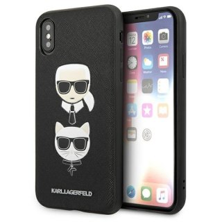 Etui Karl Lagerfeld KLHCPXSAKICKCBK Apple iPhone XS/X czarny/black hardcase Saffiano Ikonik Karl&Choupette Head