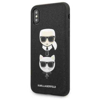 Etui Karl Lagerfeld KLHCPXSAKICKCBK Apple iPhone XS/X czarny/black hardcase Saffiano Ikonik Karl&Choupette Head