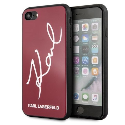 Etui iPhone SE 2022 / SE 2020 / 8 / 7 Karl Lagerfeld czerwone Signature Glitter