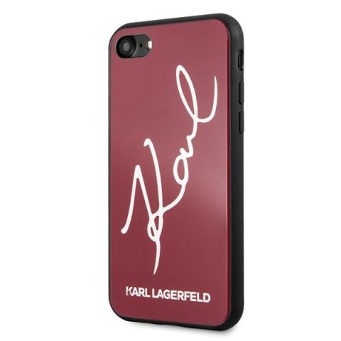 Etui iPhone SE 2022 / SE 2020 / 8 / 7 Karl Lagerfeld czerwone Signature Glitter