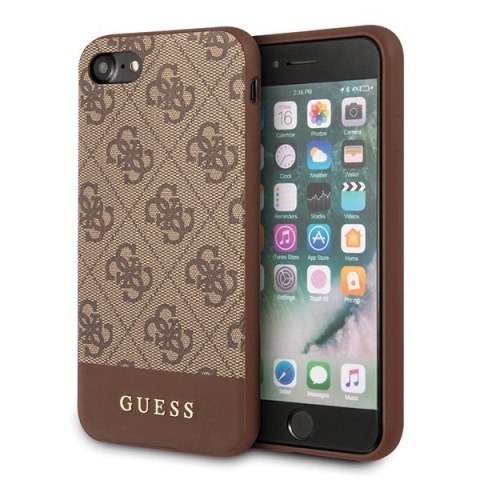 Etui na telefon iPhone SE 2022/2020/8/7 Guess brązowy hardcase 4G Stripe