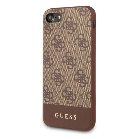 Etui na telefon iPhone SE 2022/2020/8/7 Guess brązowy hardcase 4G Stripe