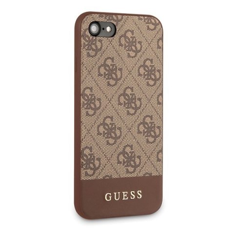 Etui na telefon iPhone SE 2022/2020/8/7 Guess brązowy hardcase 4G Stripe