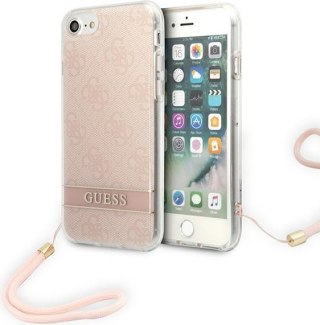 Etui iPhone SE 2022 / SE 2020 / 8 / 7 Guess 4G Print Strap różowe