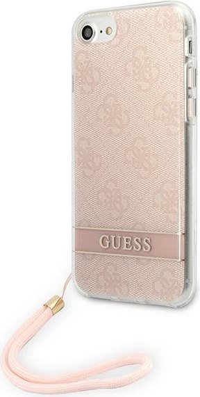 Etui iPhone SE 2022 / SE 2020 / 8 / 7 Guess 4G Print Strap różowe