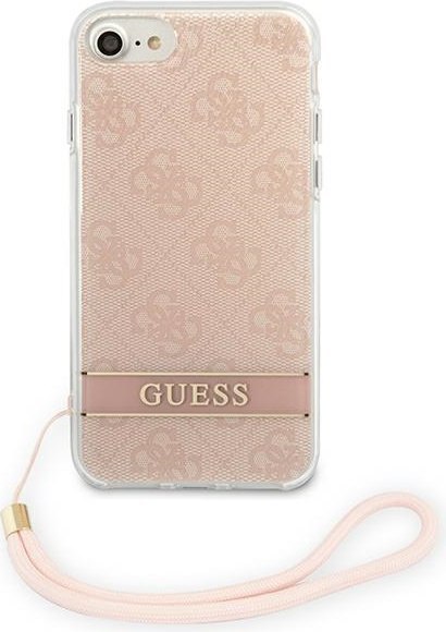 Etui iPhone SE 2022 / SE 2020 / 8 / 7 Guess 4G Print Strap różowe