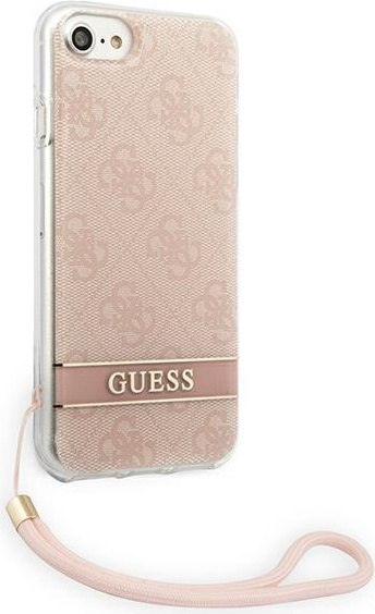 Etui iPhone SE 2022 / SE 2020 / 8 / 7 Guess 4G Print Strap różowe